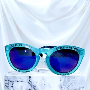 Cross My Heart Blue Shell Sunglasses Super trendy Statement Style Unique Retro